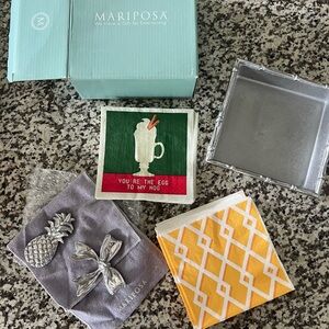NEW! In the box Mariposa Cocktail Beaded Napkin box with weights